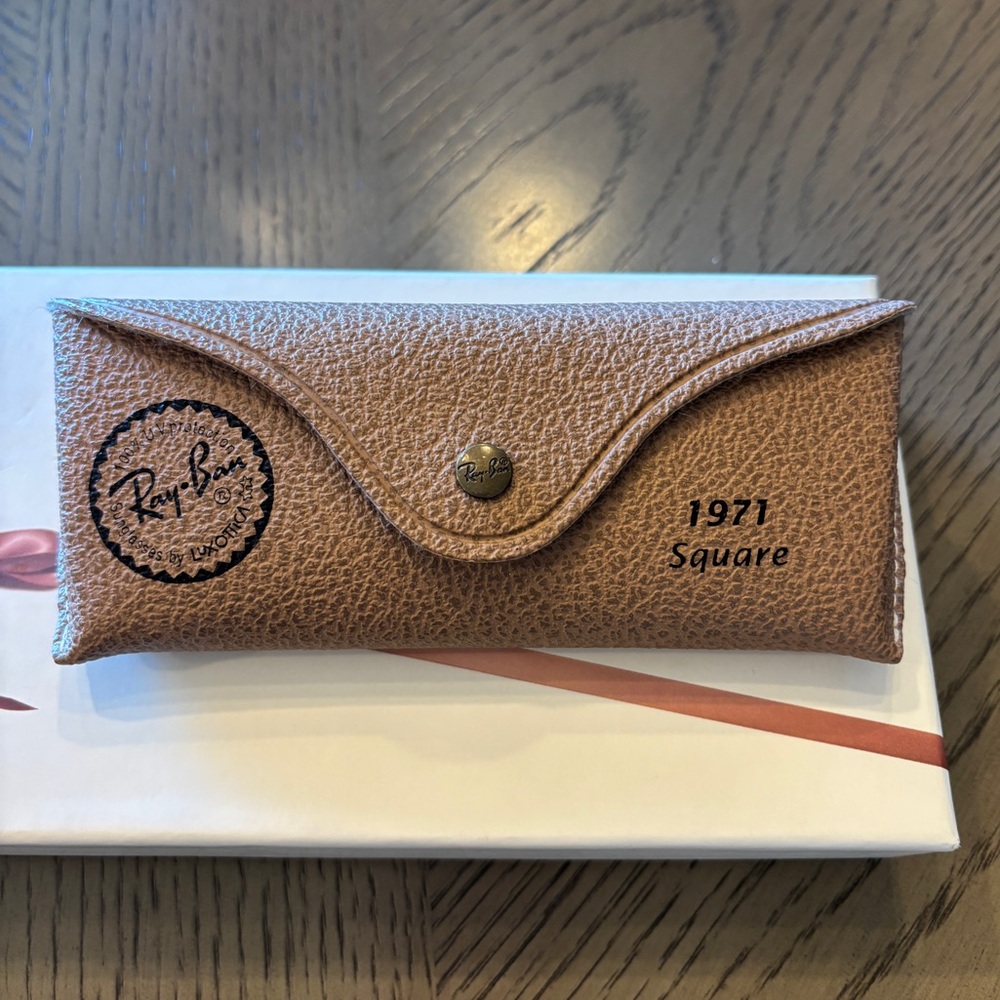 Ray-Ban Tan Brown Leather Eyeglass Case 1921 Square Sunglasses Case 😎